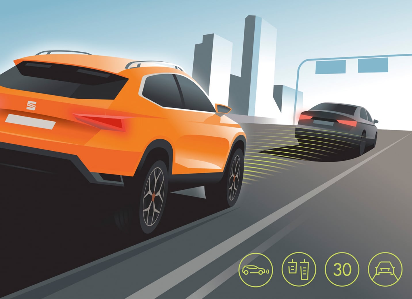 SEAT ATECA SUV illustration fonction acc anticipation