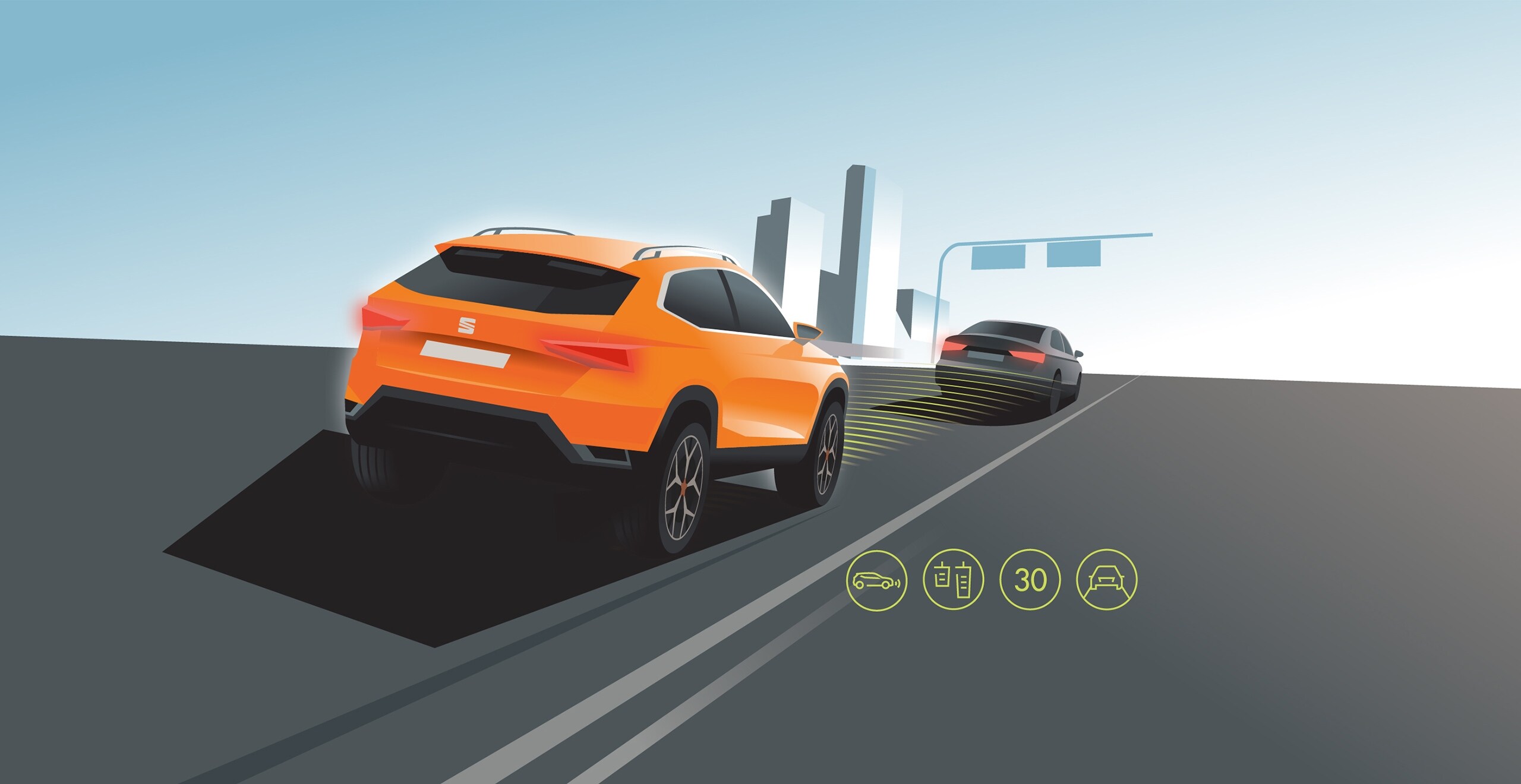 SEAT Ateca ACC predictive safety feature illustration