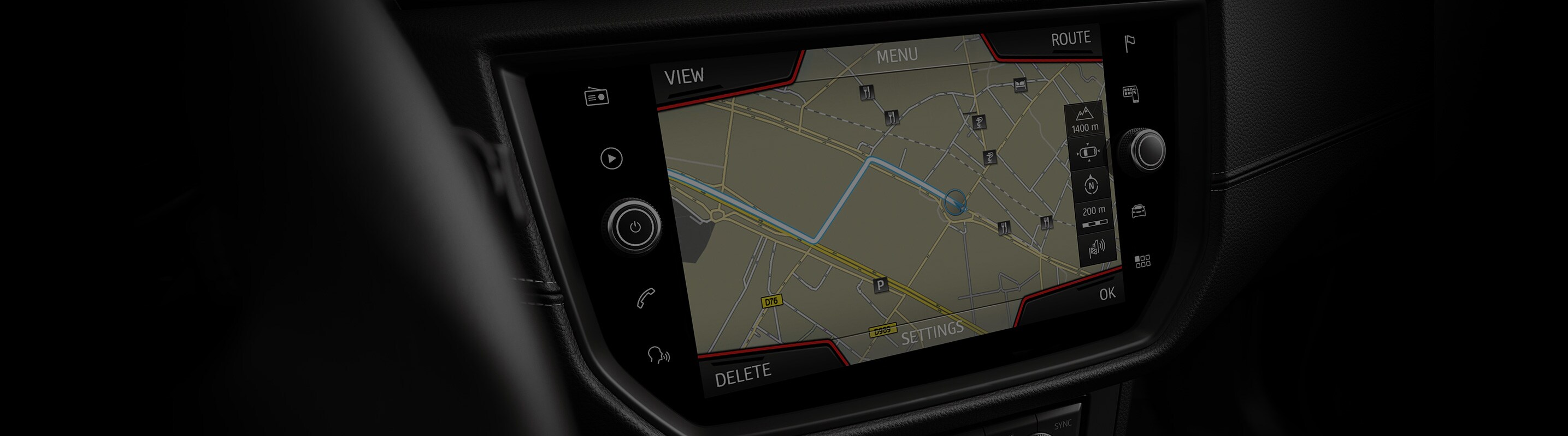 SEAT Navi System car map updates - generic map view dashboard orange outline